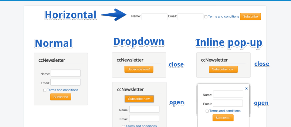 Joomla! newsletter subscription module with different styles