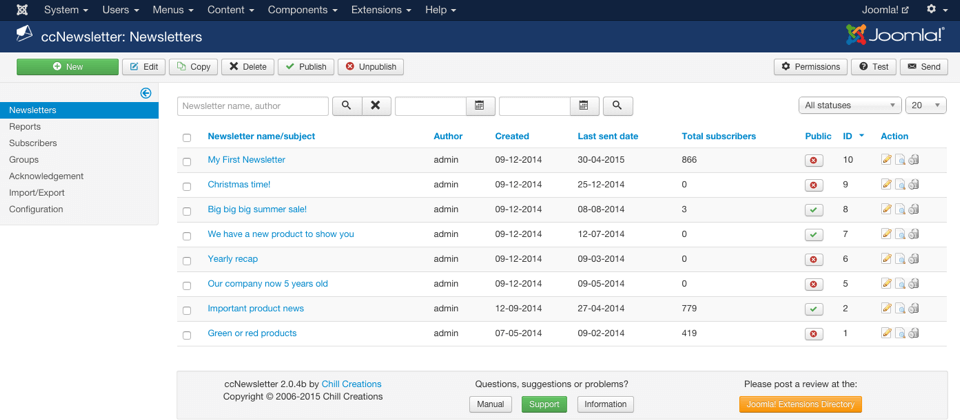 Joomla newsxletter extension