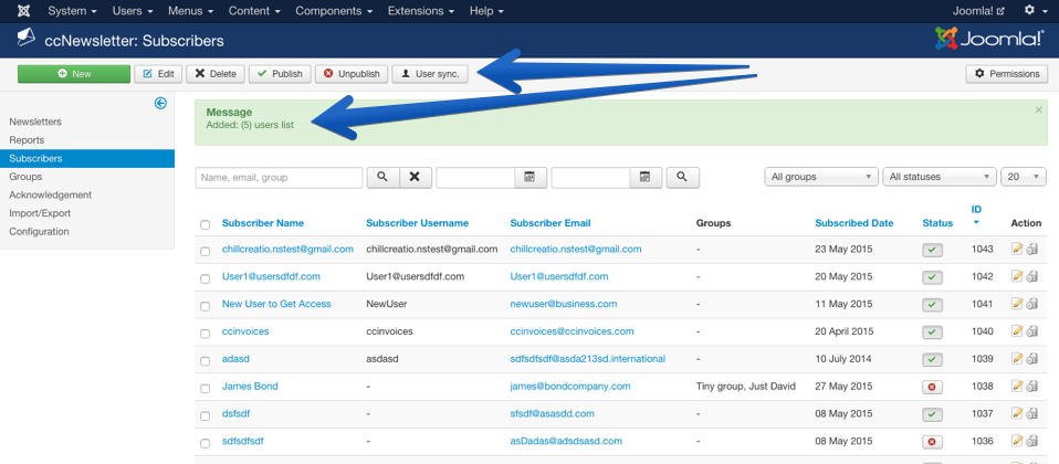Joomla! newsletter integration