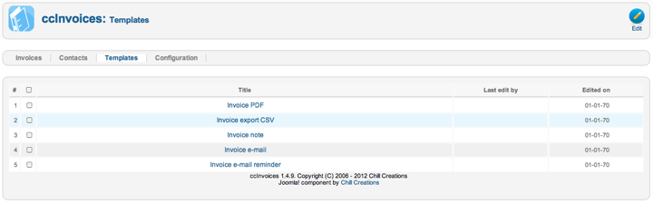 ccInvoices templates overview