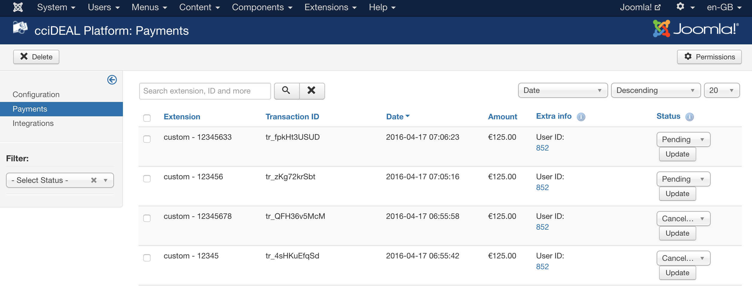 Informative payments overview
