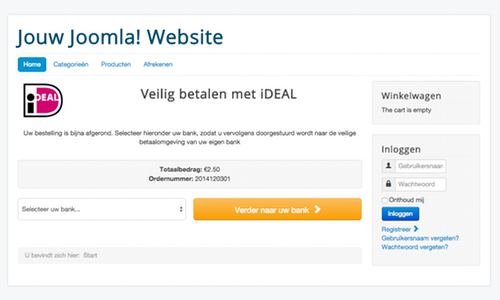 iDEAL component voor Joomla!, Virtuemart en RSForm Pro