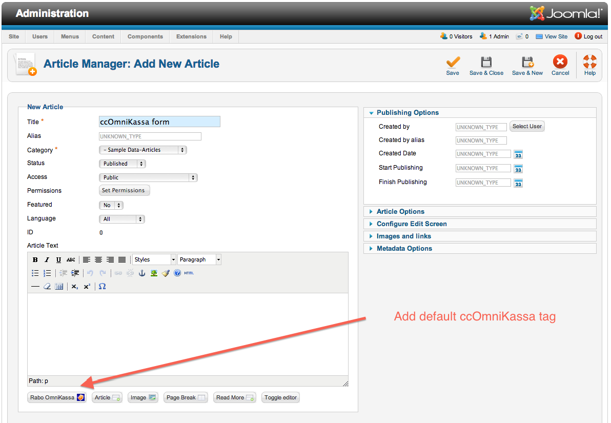 Add Rabo OmniKassa to Joomla! articles