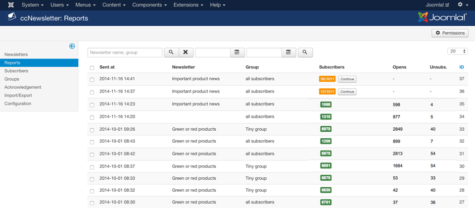 Reports: tracking opens and unsubscribes in ccNewsletter