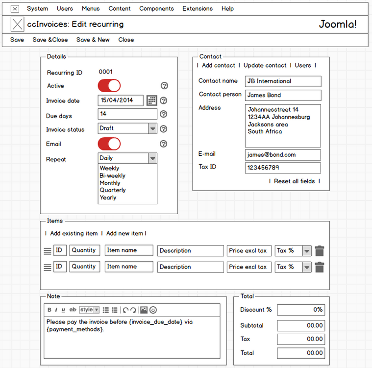 ccinvoices recurring