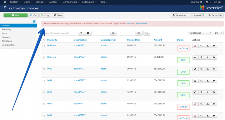 invoices recurring ui